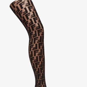 FENDI Black Double F Logo Tights